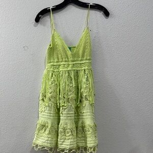 Vibrant Lime Crochet Mini Dress